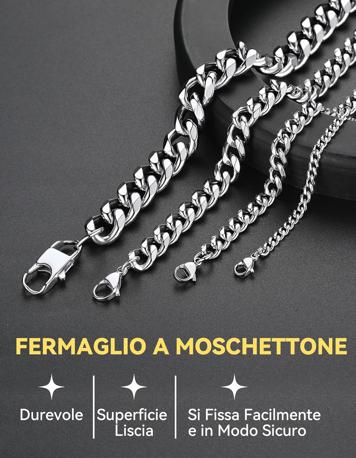Thumbnail 5 de ChainsHouse Collana Uomo in Acciaio Inox Argento Cubano 3 mm x 55 cm – 10,5 g
