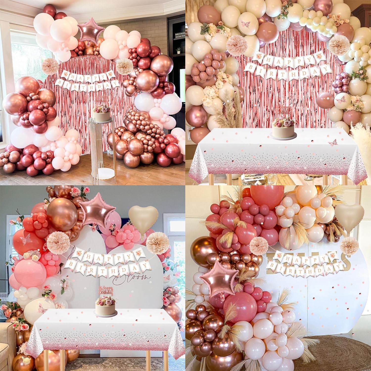 Thumbnail 5 de Retro Blush Pink Birthday Decorations Kit – Boho Gold & Dusty Pink Party Set