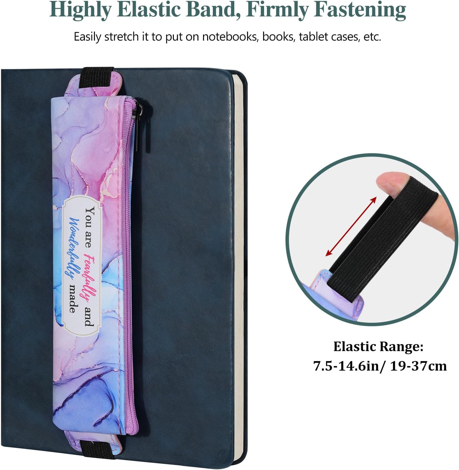 Detalle de MoKo portapenne elastico per taccuino in ecopelle PU (4 pezzi) con fascia regolabile