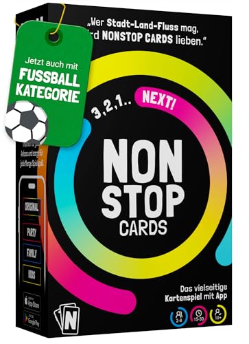 Detalle de Nonstop Cards – Lustiges Kartenspiel mit App: Stadt-Land-Fluss für 2–8 Spieler