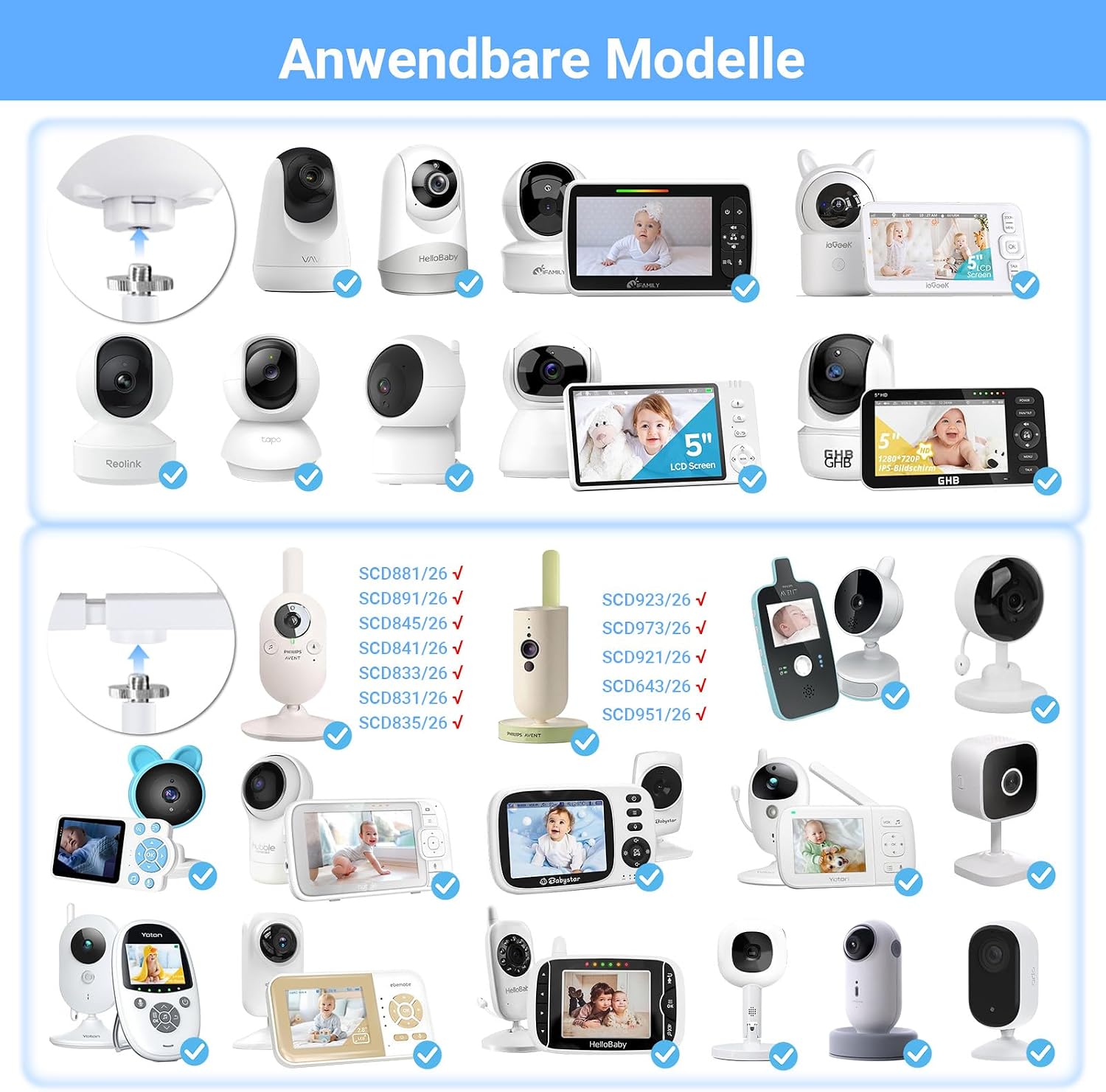 Thumbnail 1 de ToyGem Halterung für GHB Babyphone — universeller Ständer für Babykamera