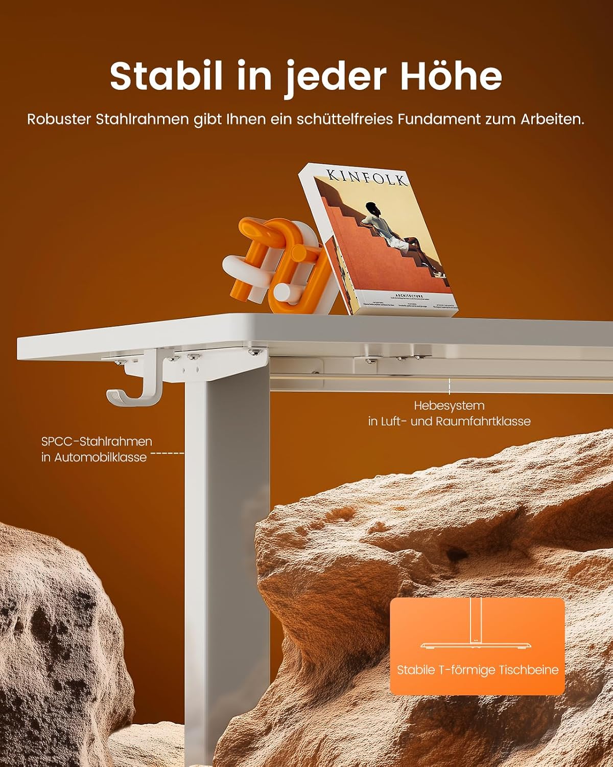 Thumbnail 5 de ErGear elektrisch höhenverstellbarer Schreibtisch 100 x 60 cm (72–118 cm) mit 4 Speicherhöhen