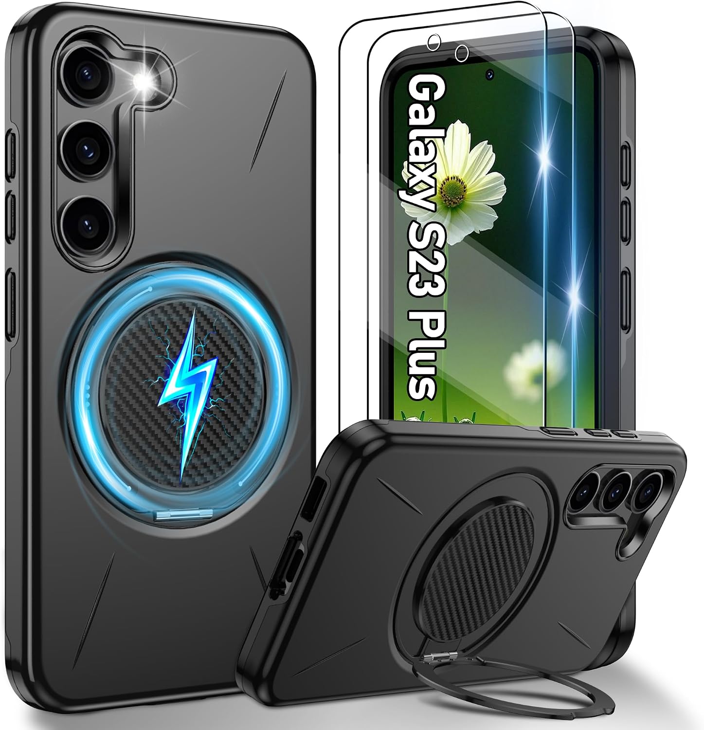 Detalle de Gritup for Samsung Galaxy S23 Plus MagSafe case with velvet cover, kickstand & dual-layer shock protection