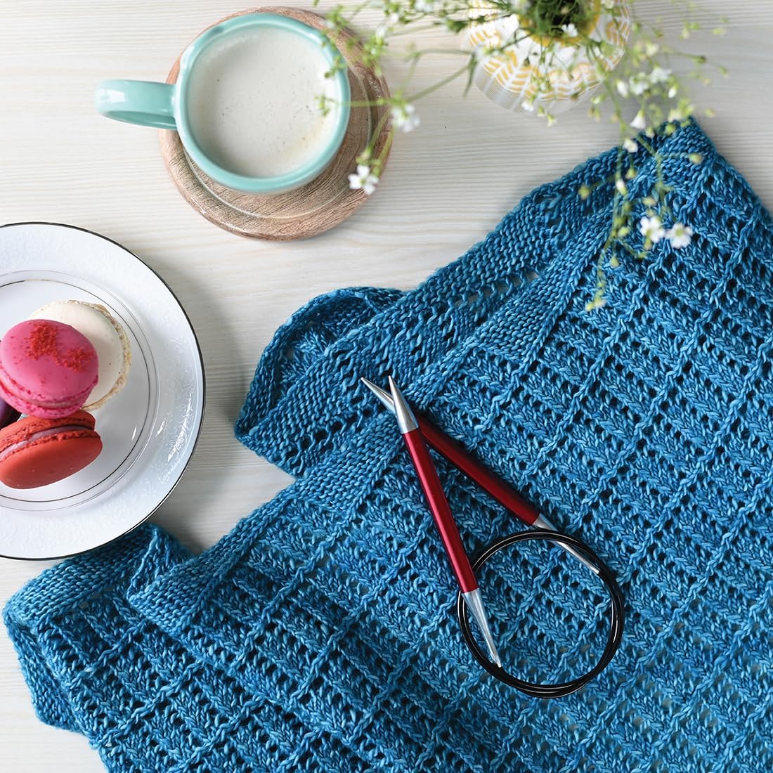 Detalle 2 de KnitPro KP47071 okrągłe druty na żyłce 5 mm, aluminiowe, różowe