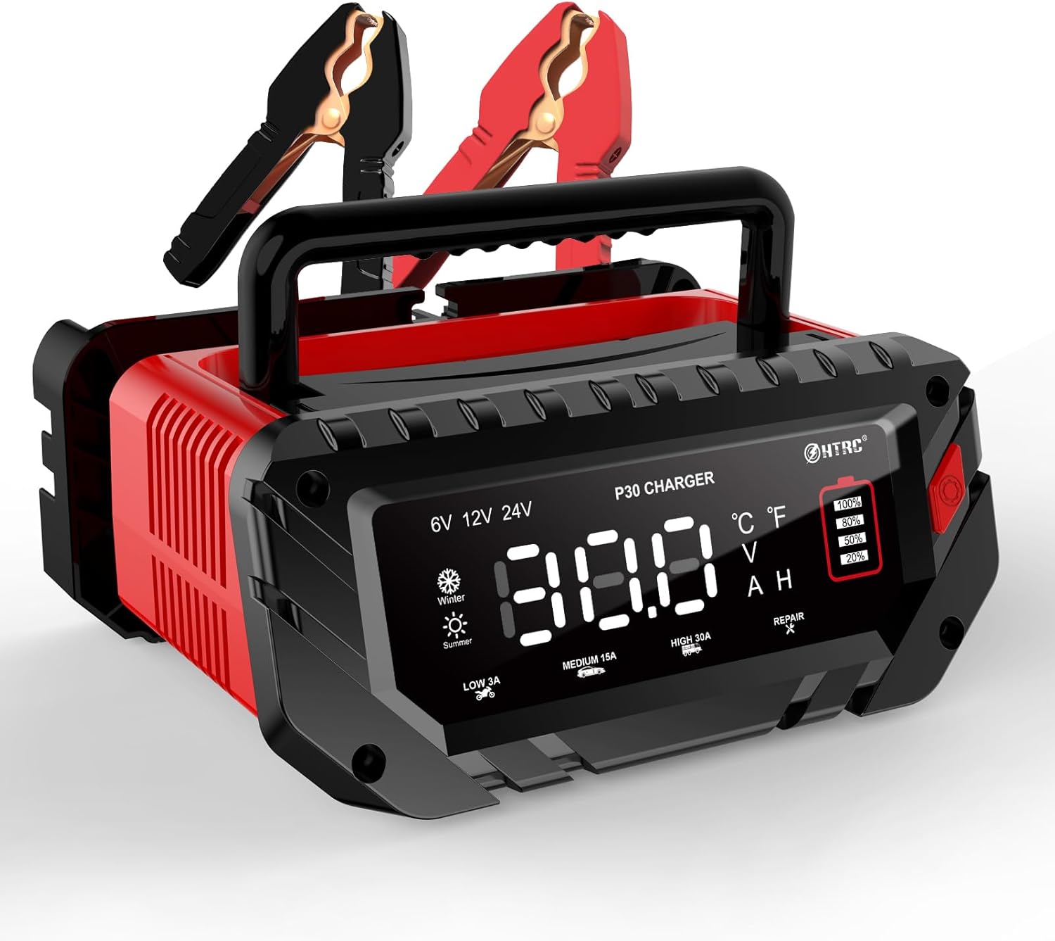 Detalle de HTRC 30A Caricabatterie da Auto 6V/12V/24V con Display LCD per LiFePo4 e Piombo