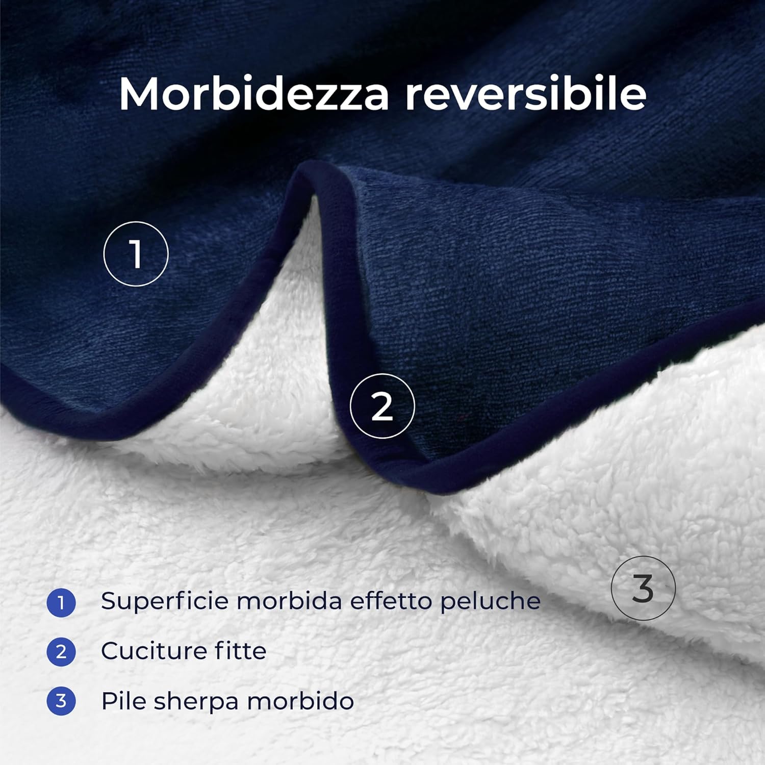 Thumbnail 2 de Dreamzie Coperta impermeabile per cani 80x100 cm reversibile lavabile in pile sherpa blu navy