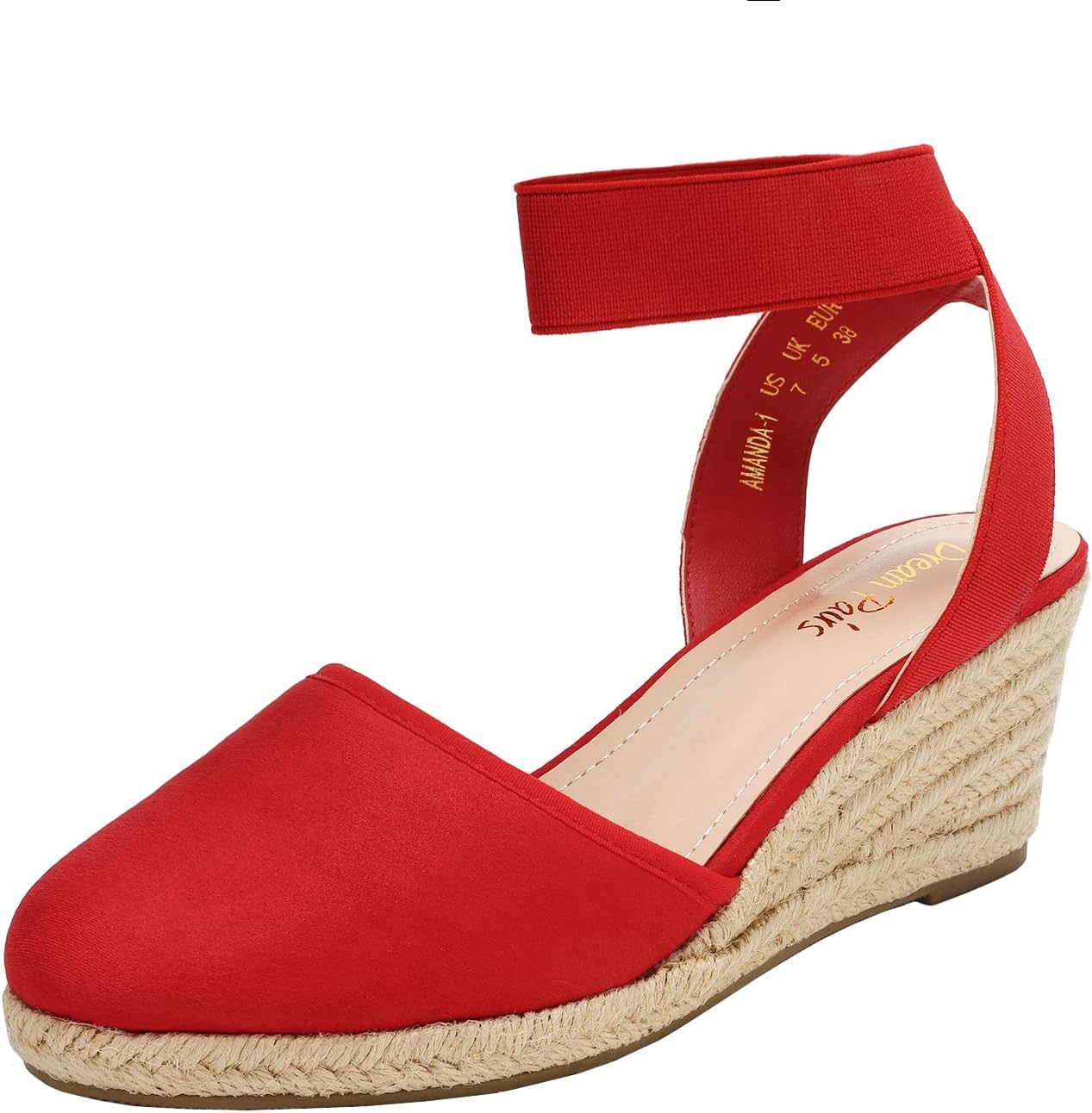 Thumbnail 6 de DREAM PAIRS Women’s Elastic Ankle Strap Espadrilles Wedge Sandals with 2.2-inch wedge heel