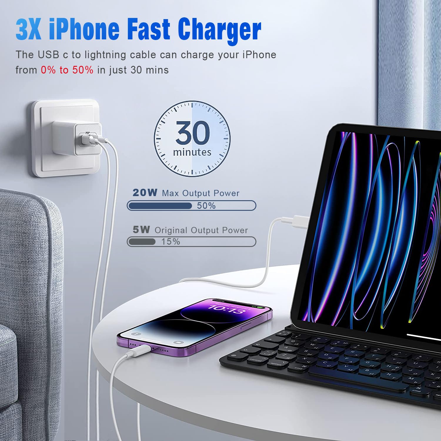 Detalle de Apple MFi USB‑C to Lightning Cable 6 ft 2‑pack