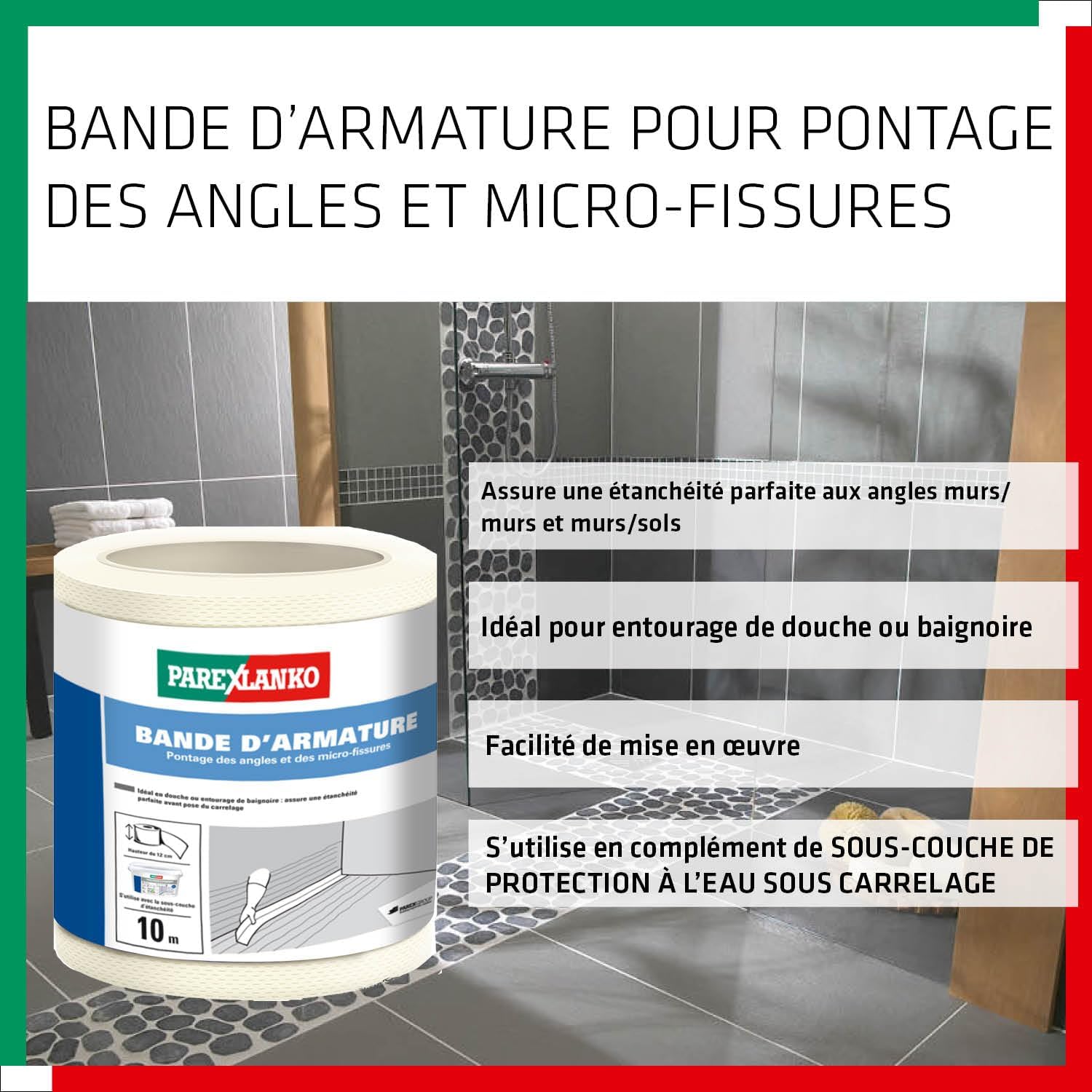 Thumbnail 2 de Parexlanko Bande d’armature – Blanc, 10 m, pour pontage des angles et des micro-fissures