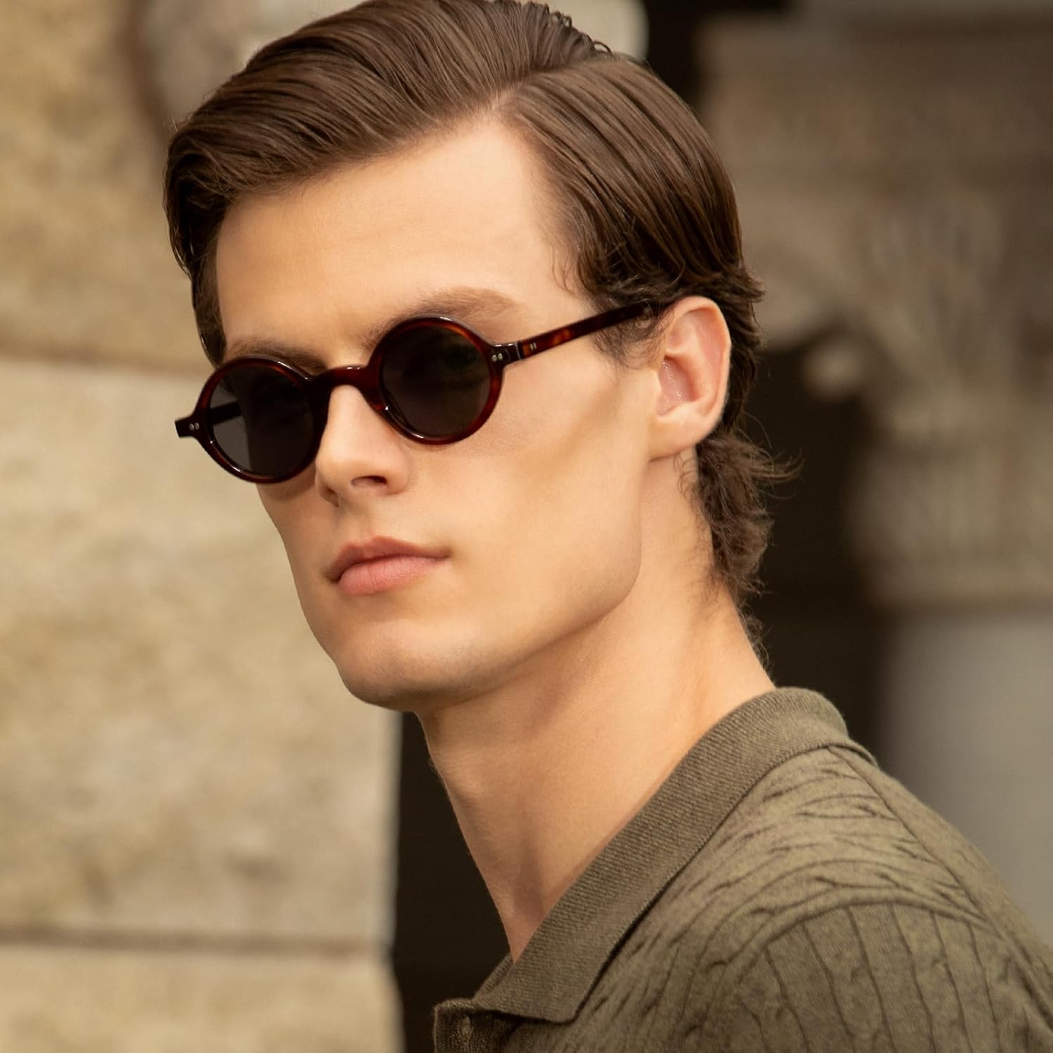 Thumbnail 1 de CARFIA Retro Round Polarised Sunglasses Mens, Italian Acetate UV400 Protection CA2501