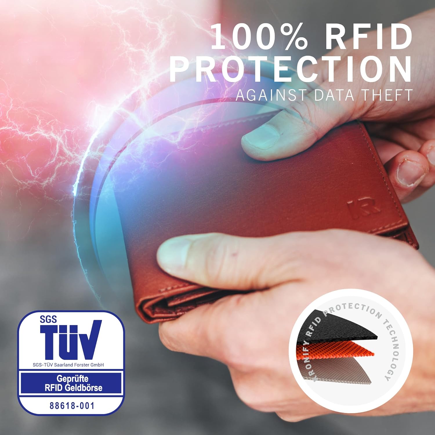 Thumbnail 1 de KRONIFY Portafoglio da Uomo con Protezione RFID – 13 Scomparti e Chiusura a Pressione