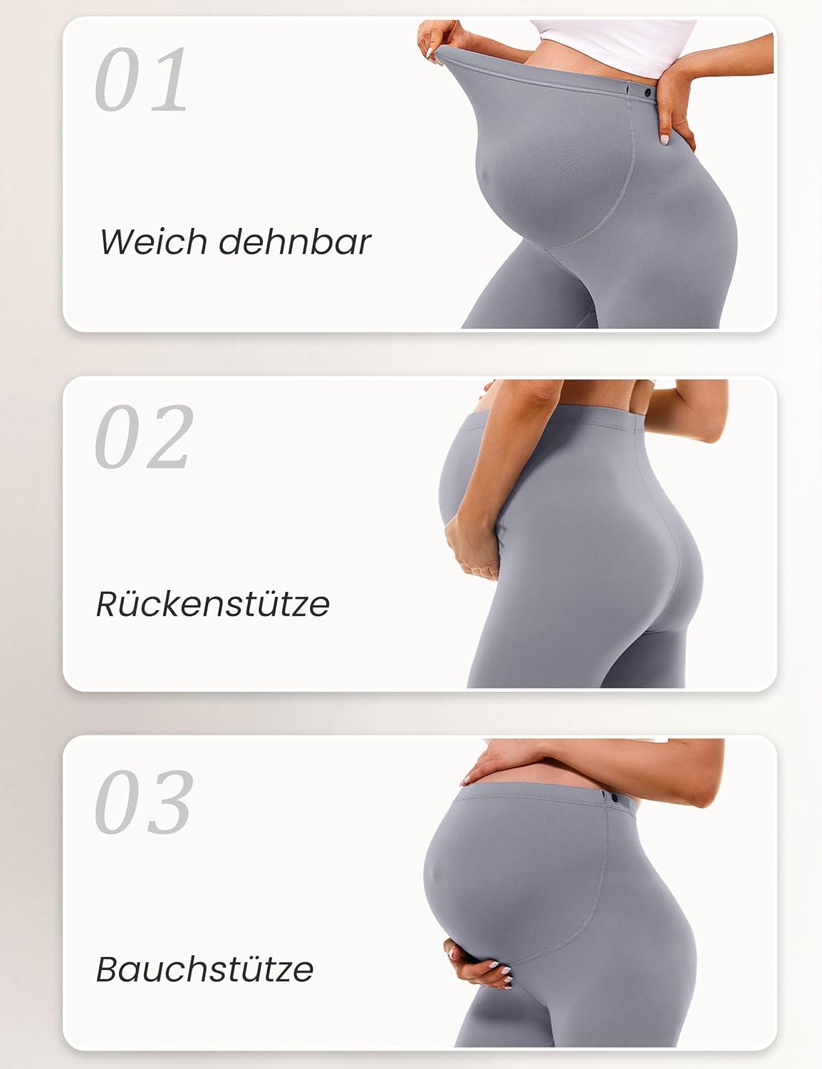 Thumbnail 5 de BAYDI Creamlush Umstandshose Kurz – Umstandsleggings mit verstellbarem Bund, atmungsaktiv und vielseitig