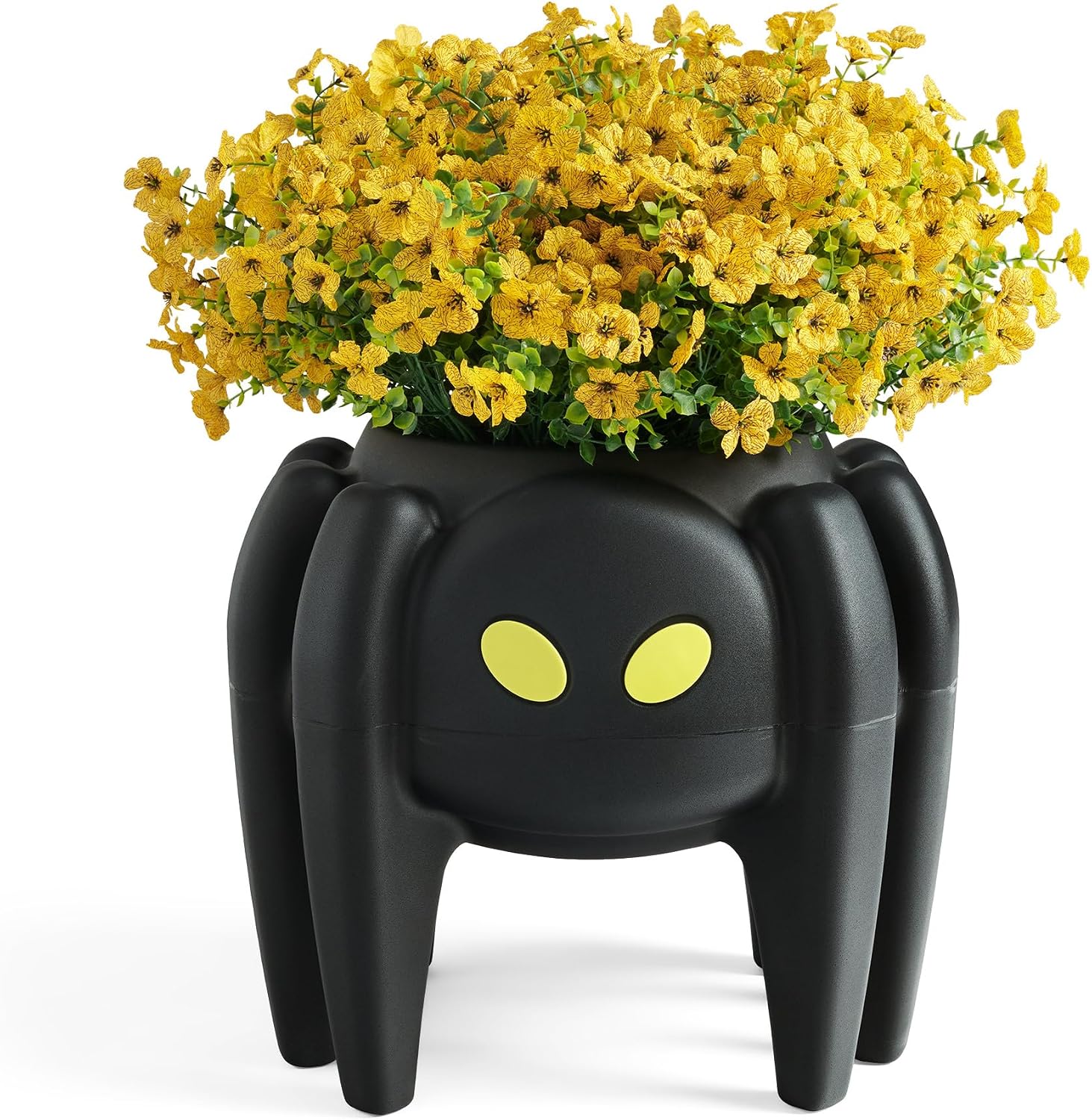 Detalle de Step2 564299 Spooky Spider Planter, Black Halloween Decor with Glow-in-the-Dark Eyes
