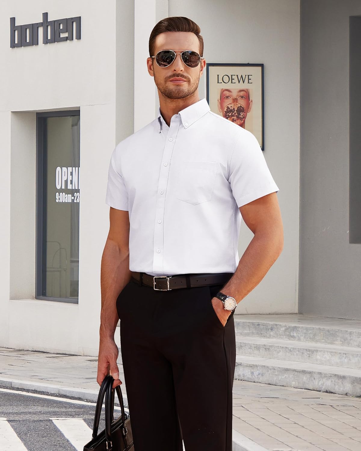 Thumbnail 5 de J.VER Hemd Herren Kurzarm – Oxford Button-Down, Regular Fit, mit Brusttasche