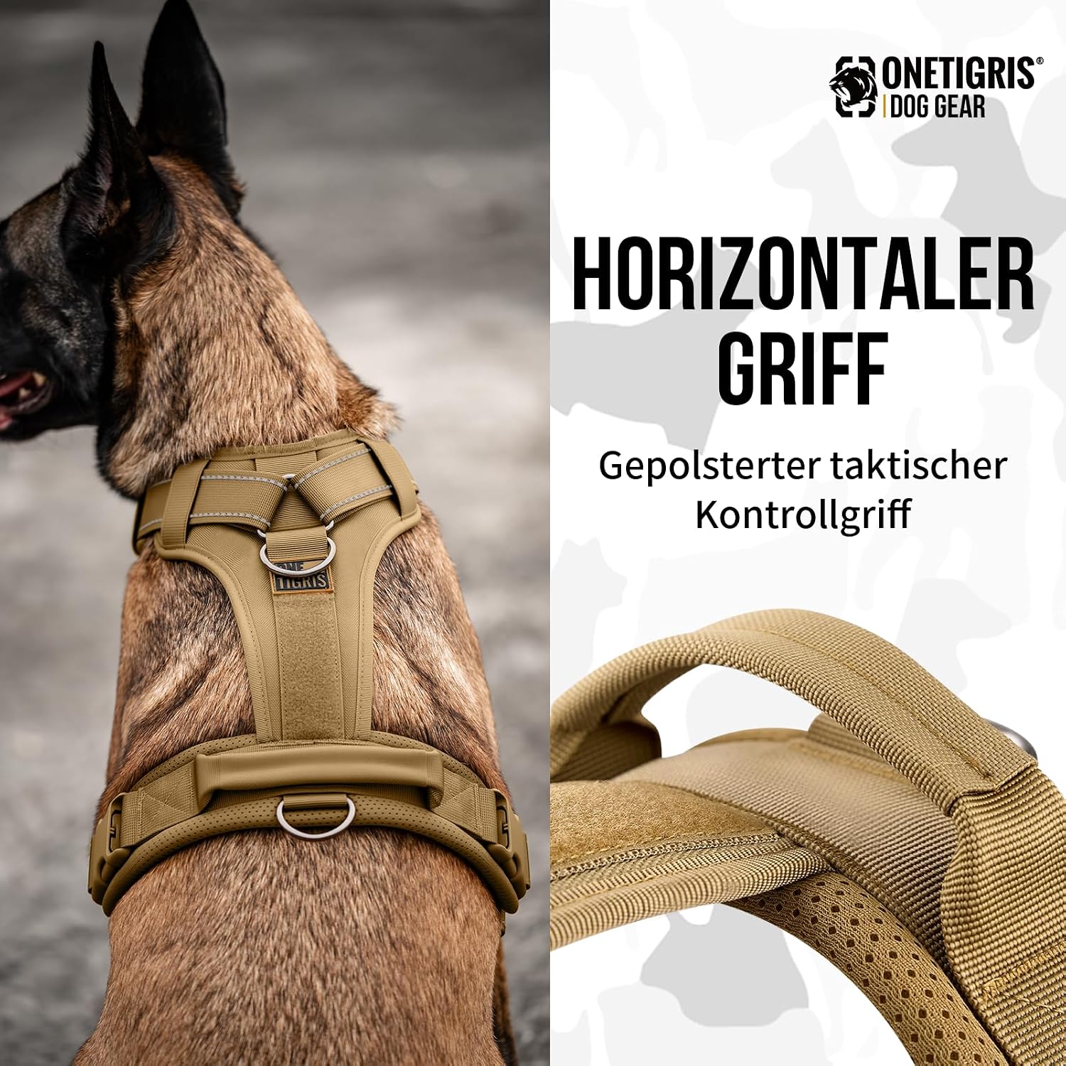 Thumbnail 6 de OneTigris Hundegeschirr Diesel einstellbar, weich gepolstert (Braun) – XL für mittelgroße und große Hunde