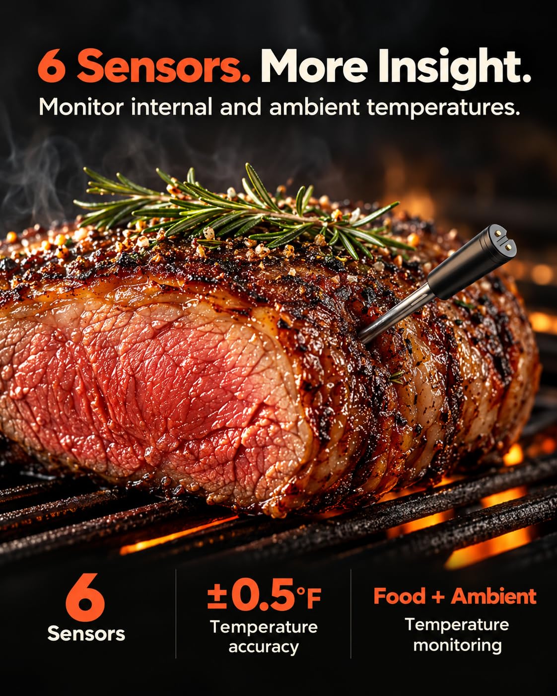 Detalle 2 de JoyBear FM200 Wireless Meat Thermometer with 2 Probes and Smart Base