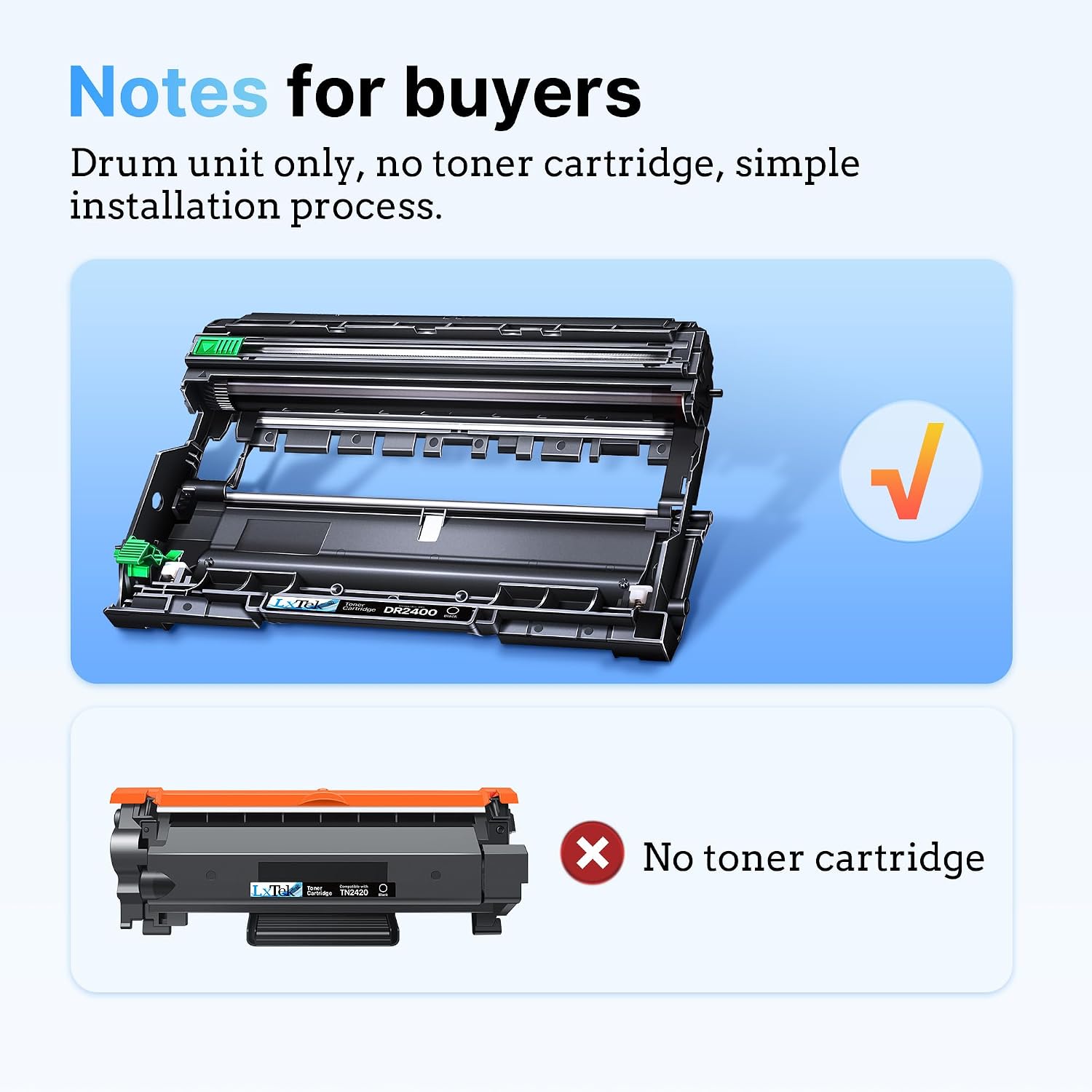 Detalle de LxTek DR2400 Tamburo Nero compatibile per Brother DR-2400 e TN-2420 – 12.000 pagine