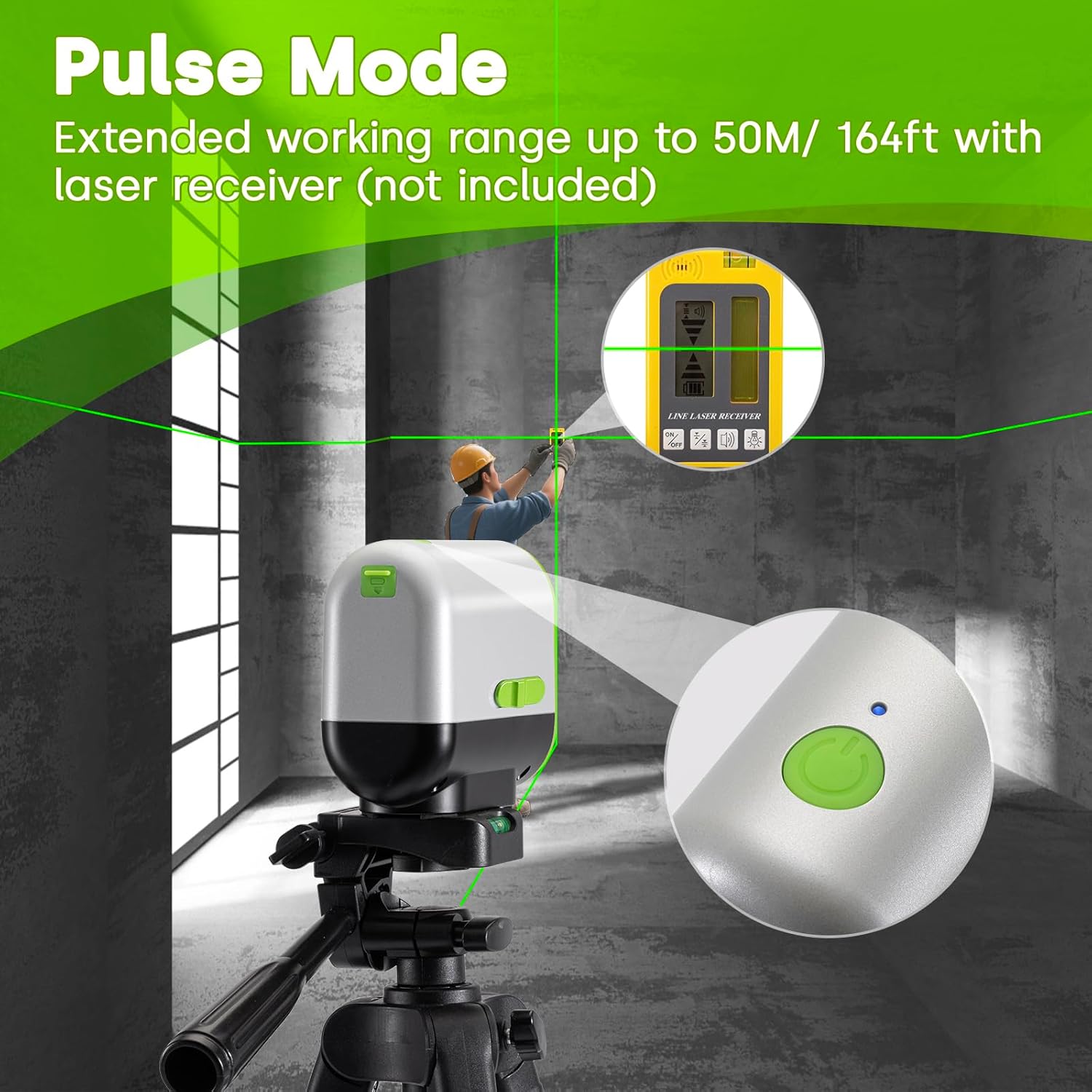 Thumbnail 5 de Enventor Rechargeable Laser Level with 25M Range, 360° Magnetic Base and Dual Laser Modules