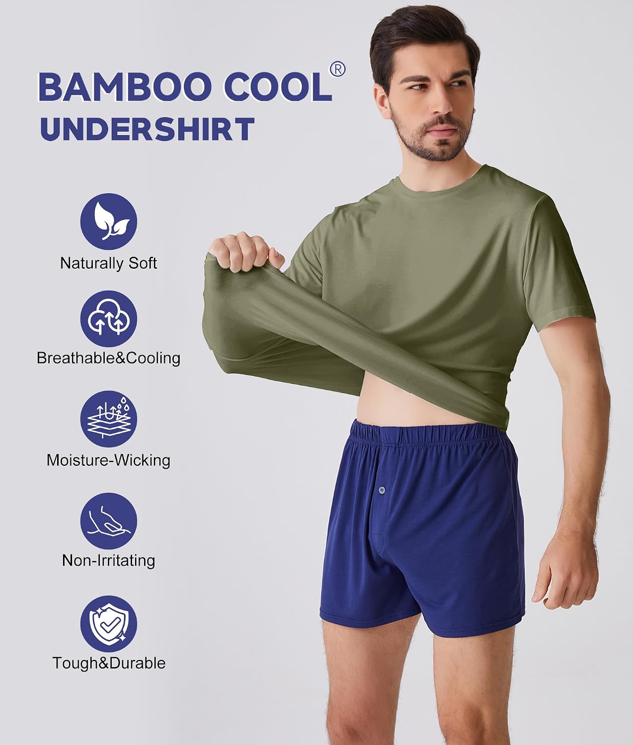 Thumbnail 3 de BAMBOO COOL Mens Undershirts Pack: Soft, Moisture-Wicking Bamboo Tees for Everyday Comfort