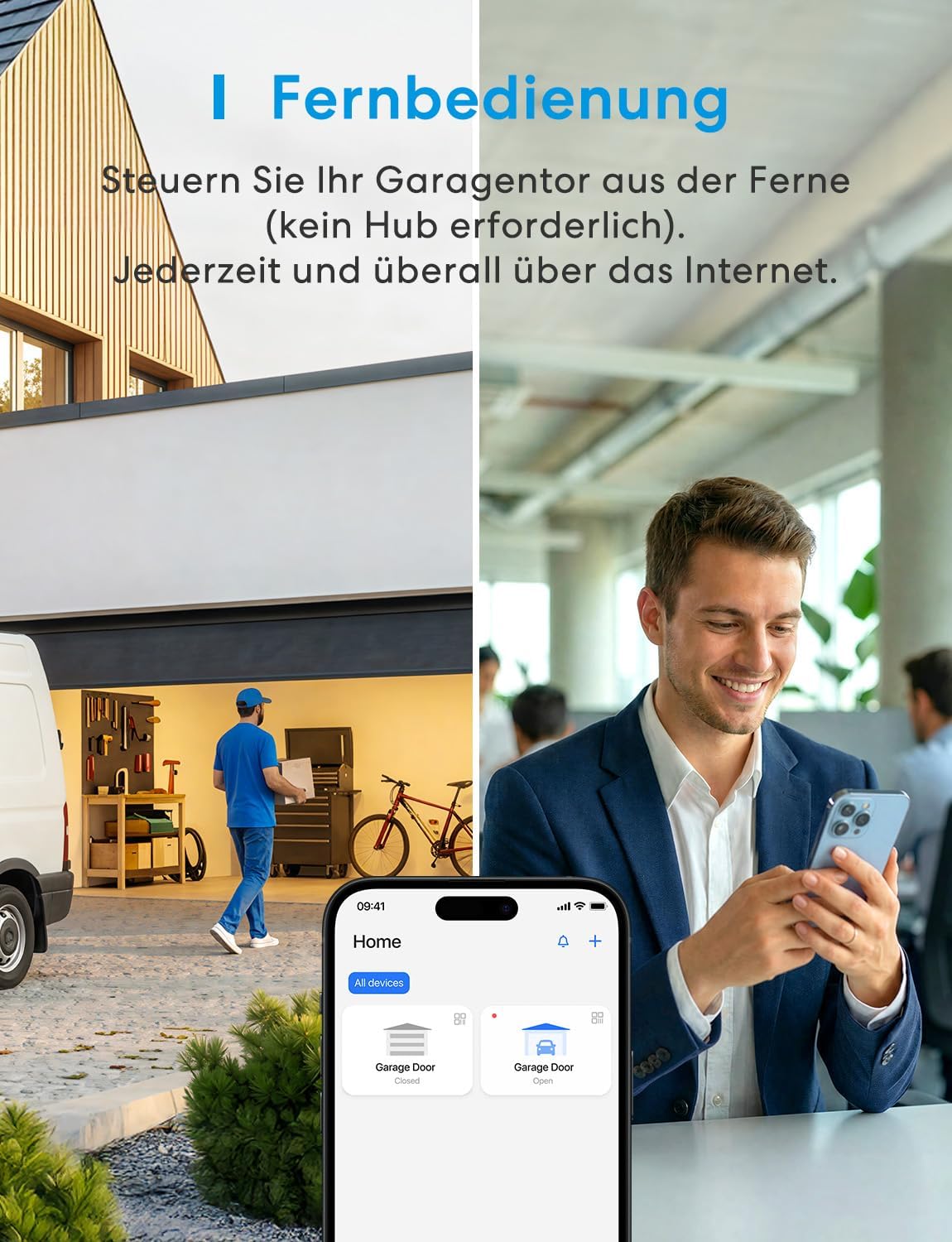 Detalle 2 de Meross Smart Garagentoröffner Fernbedienung (WLAN) – kompatibel mit Alexa, Google und SmartThings