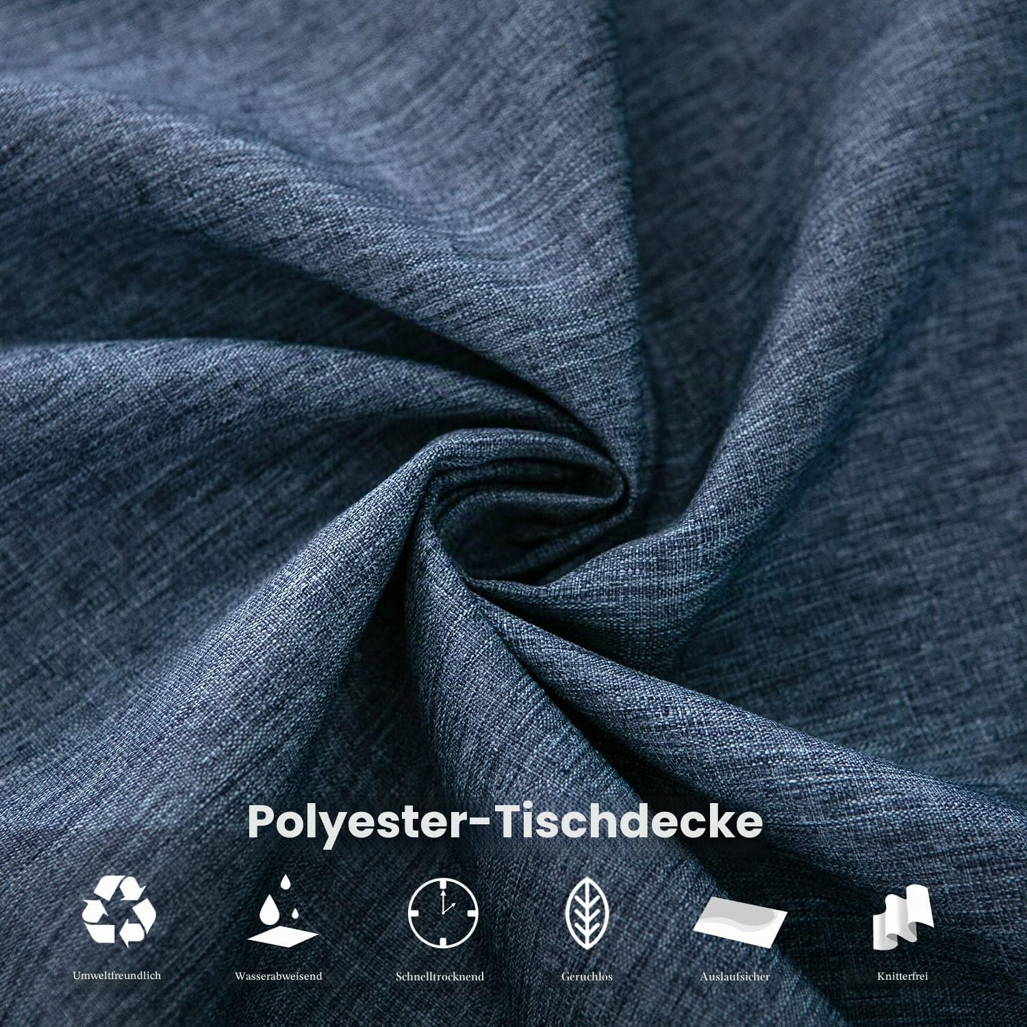 Detalle de Yeahshion Tischdecke Rechteckig 140 × 240 cm blau – Schmutzabweisend, wasserdicht, Polyester-Leinen-Effekt