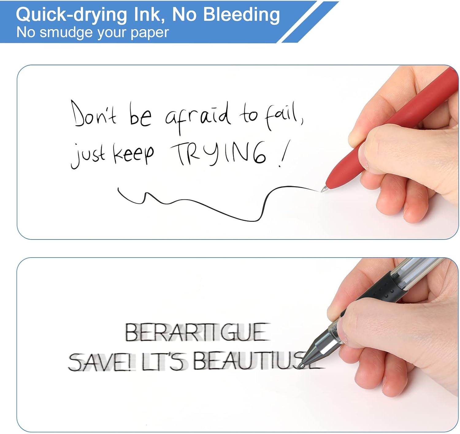 Thumbnail 6 de FIOVER 5-pack Quick-dry gel pens with fine point and retractable rolling ball (black ink)