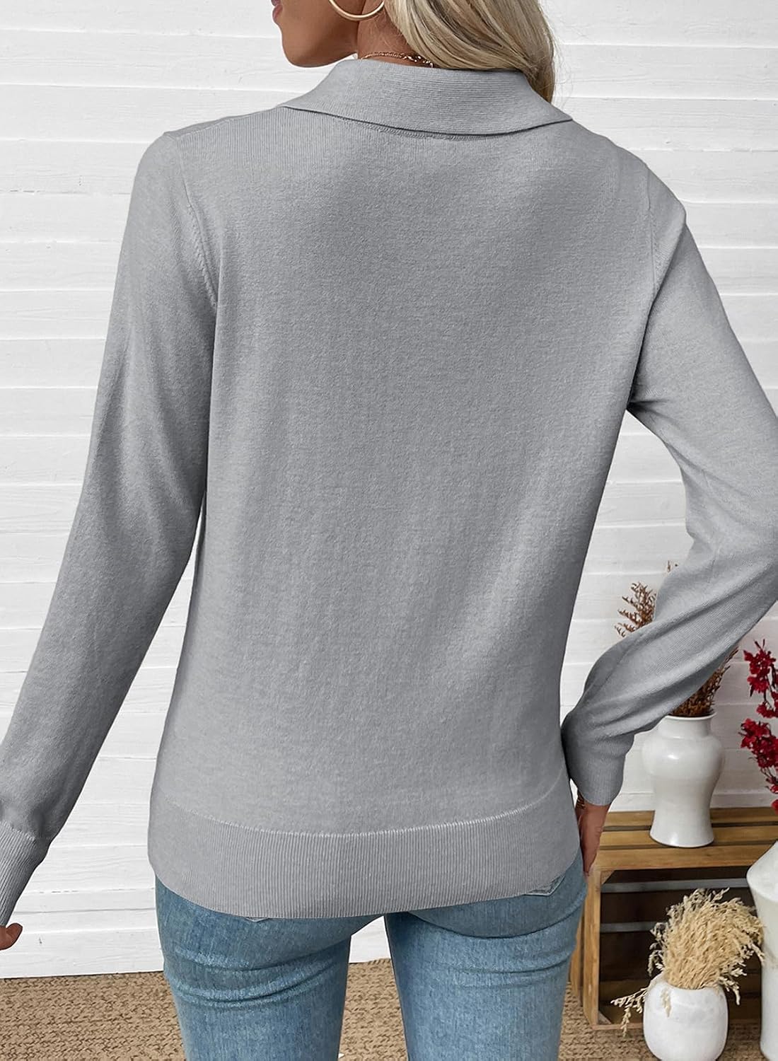 Thumbnail 5 de EVALESS Women's Lightweight Wool-Blend Button-Front Cardigan Sweater