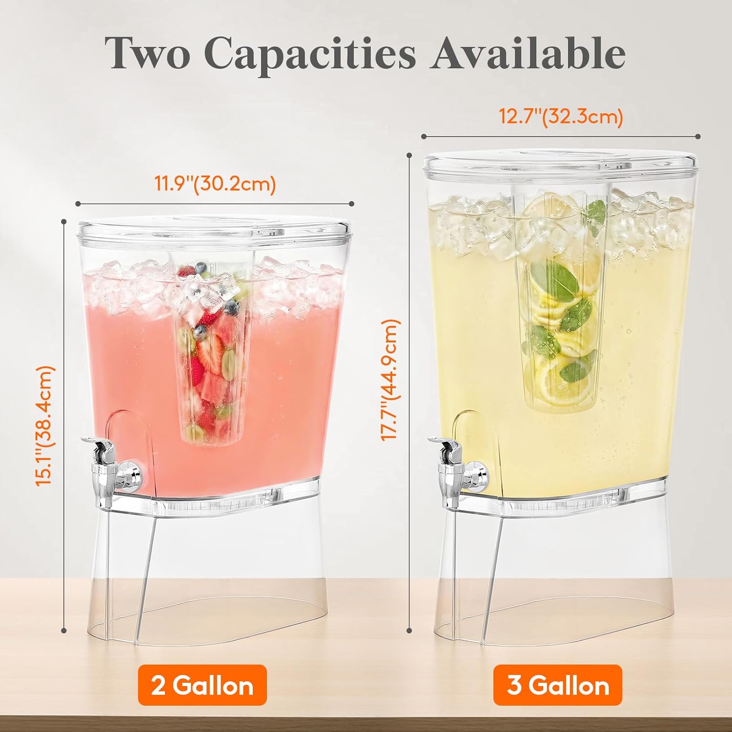 Thumbnail 2 de Lifewit 2 Gallon Drink Dispenser (2 Pack) with Spigot, Stand & Ice Core, BPA-Free