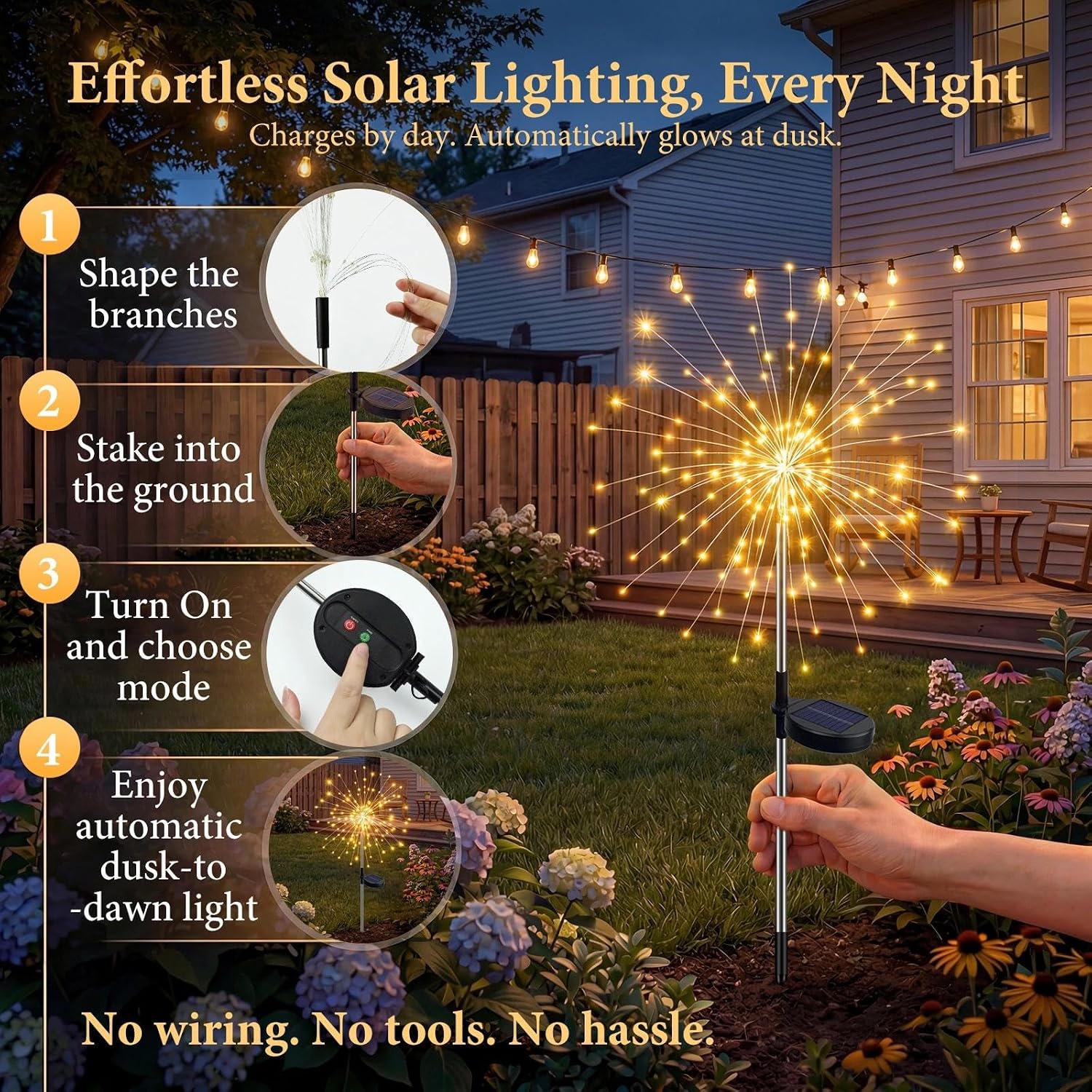 Thumbnail 5 de Fairdeer Solar Firework Lights Outdoor Garden (6 Pack) – 120 LED Starburst Pathway Lights
