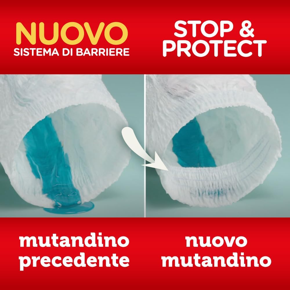 Detalle de Pampers Baby Dry Mutandino XL Taglia 6 (15+ kg) – Formato Scorta con Stop&Protect, 12h di asciutto e Cambio Facile