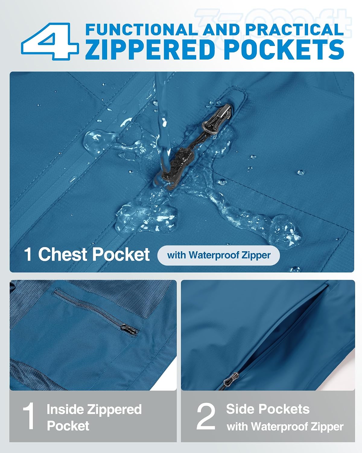 Detalle 2 de 33,000ft Regenjacke Damen – Wasserdichte und atmungsaktive Outdoorjacke für Herbst und Übergang