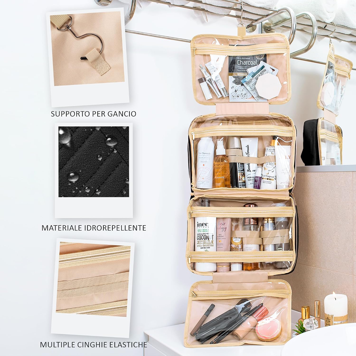 Thumbnail 5 de BOACAY Grande Beauty Case da Viaggio: organizer sospeso e robusto per trucco e cosmetici