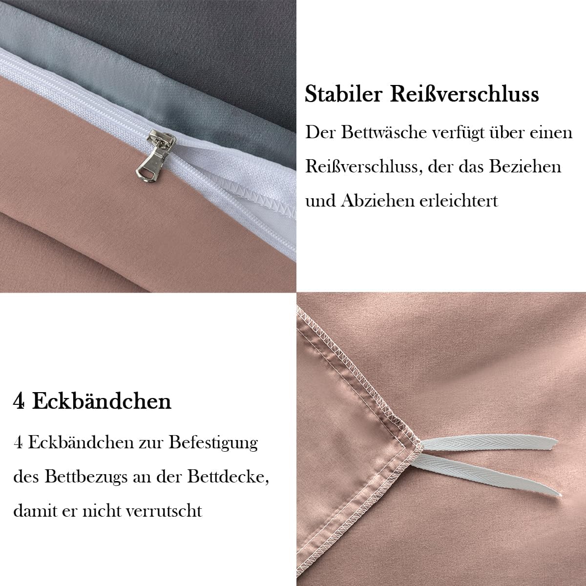 Thumbnail 3 de Nesture Wendebettwäsche 200x200 – 3-teilig Rosa/Anthrazit (Mikrofaser, bügelfrei)