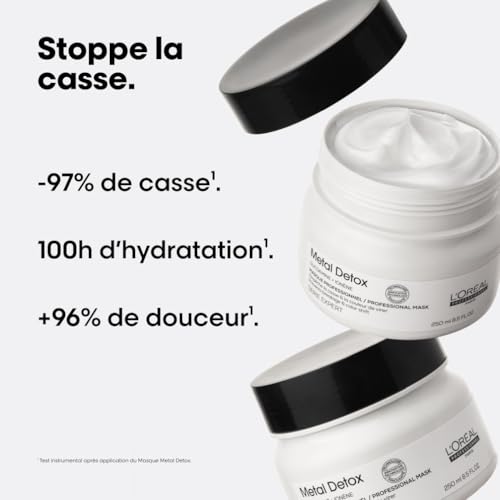 Detalle de L’Oréal Professionnel Metal Detox Masque Anti-Casse 250 ml – Cheveux Secs et Abîmés