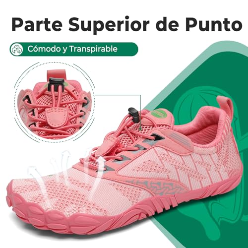 Detalle de SAGUARO Barefoot Zapatillas Minimalistas para Trail – Rosa Claro, Gr.38 (Free Ⅰ)