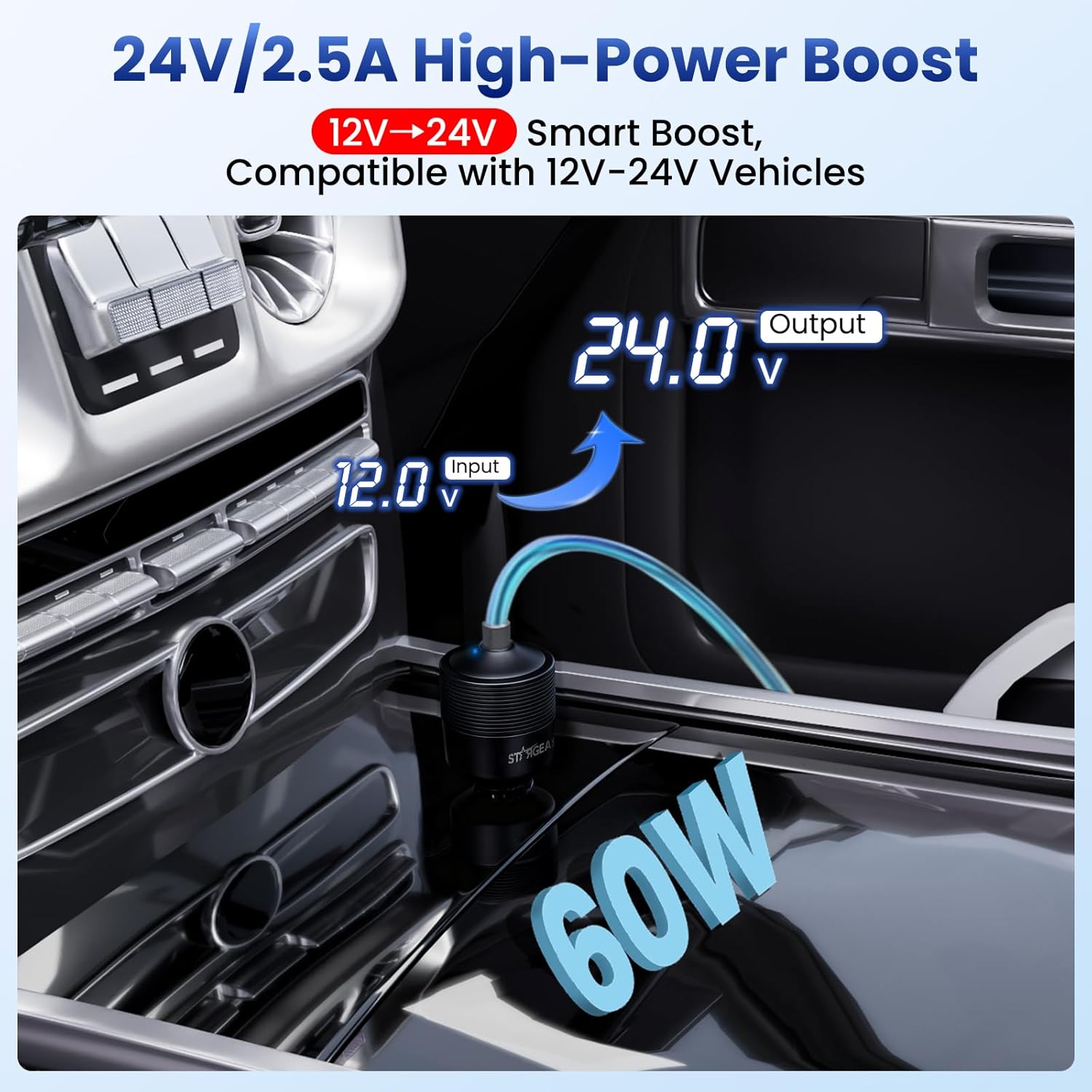 Detalle 2 de STARGEAR Starlink Mini 12V to 24V Adapter 60W 🔌