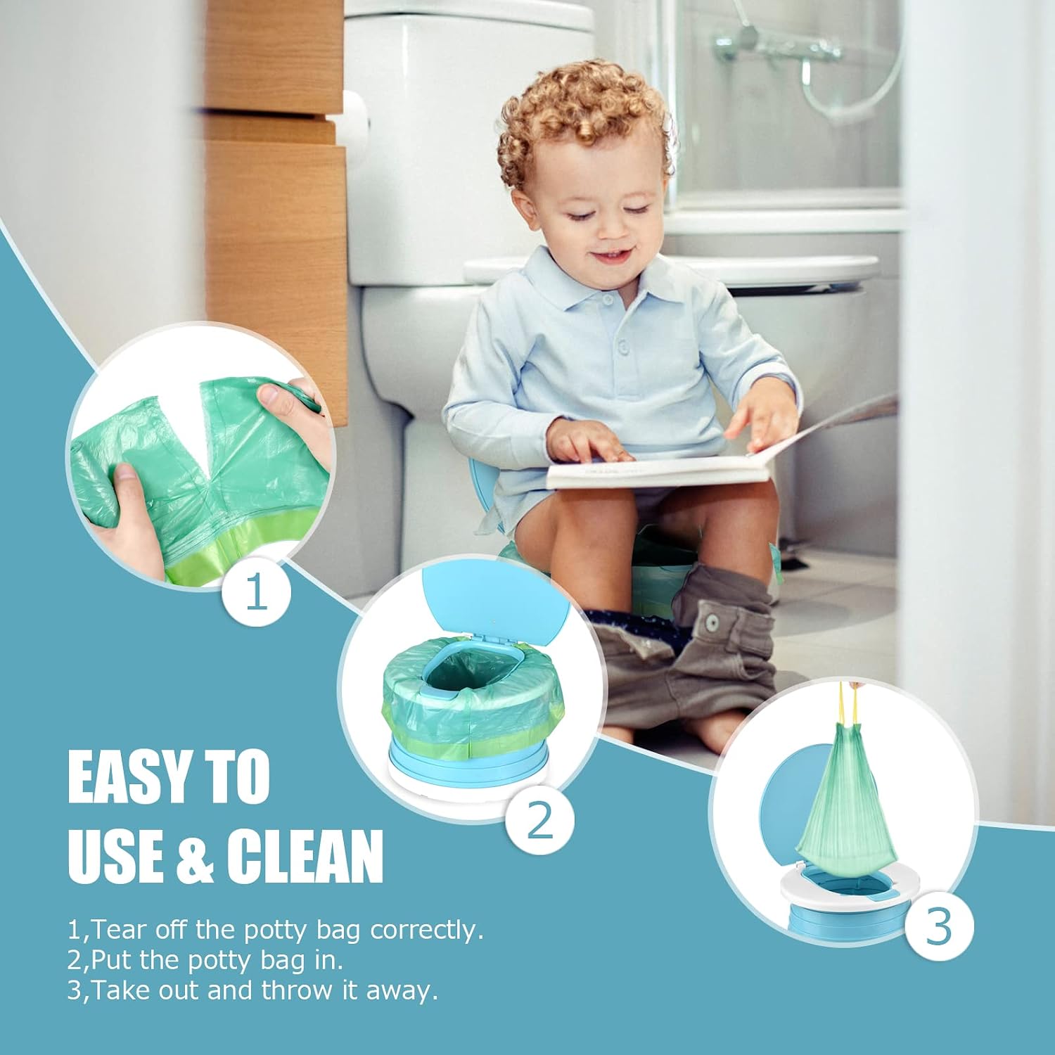 Thumbnail 4 de Portable Travel Potty Bags 90 PCS 45x50cm