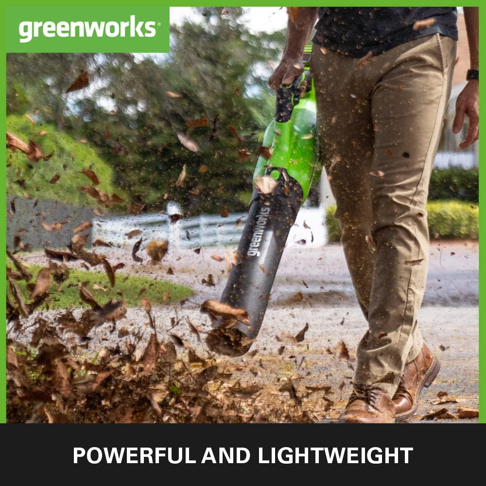 Detalle de Greenworks GD40AB cordless leaf blower 210km/h