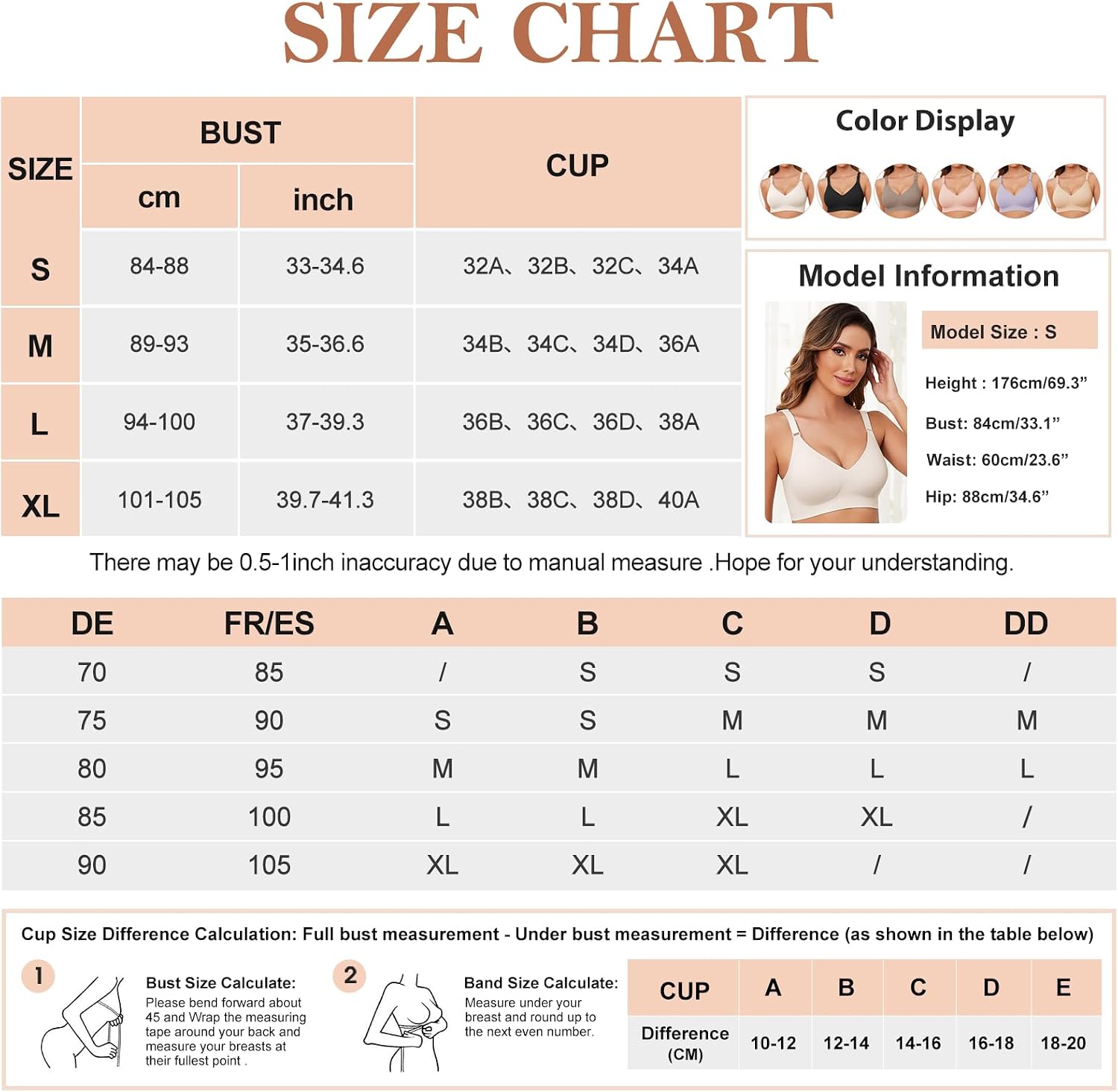 Thumbnail 5 de TOMEEK Non Wired Full Coverage Bra V‑Neck bralette