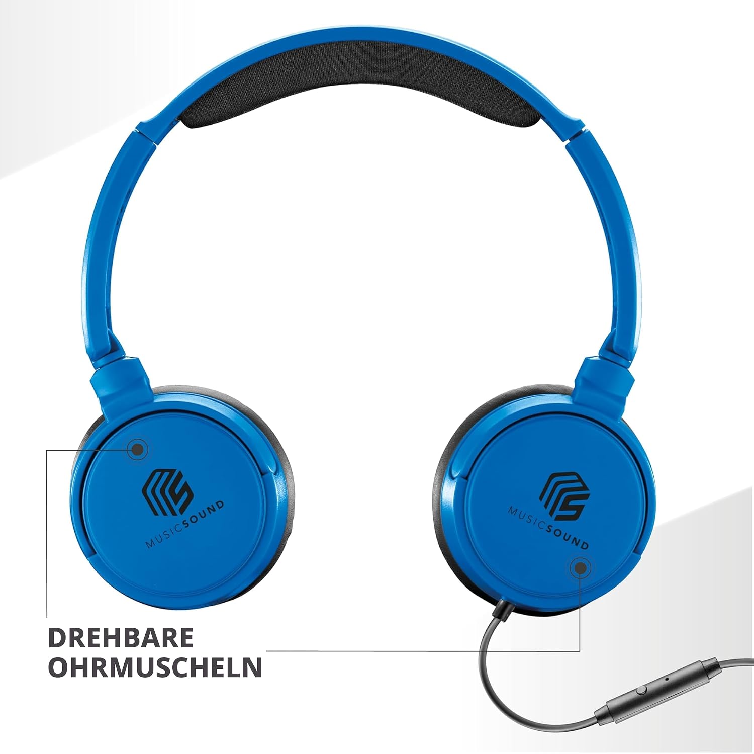 Thumbnail 1 de Music Sound Bügelkopfhörer mit Kabel (Over Ear) – faltbar, 1,2 m Anti-Tangle & Mikrofon, 3,5-mm Klinke in Blau