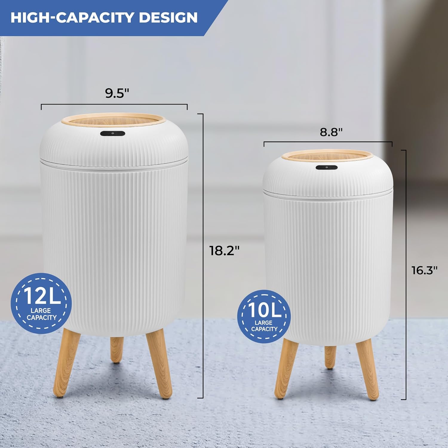 Detalle 2 de Pukomc Automatic Trash Can 12L sensor 🗑