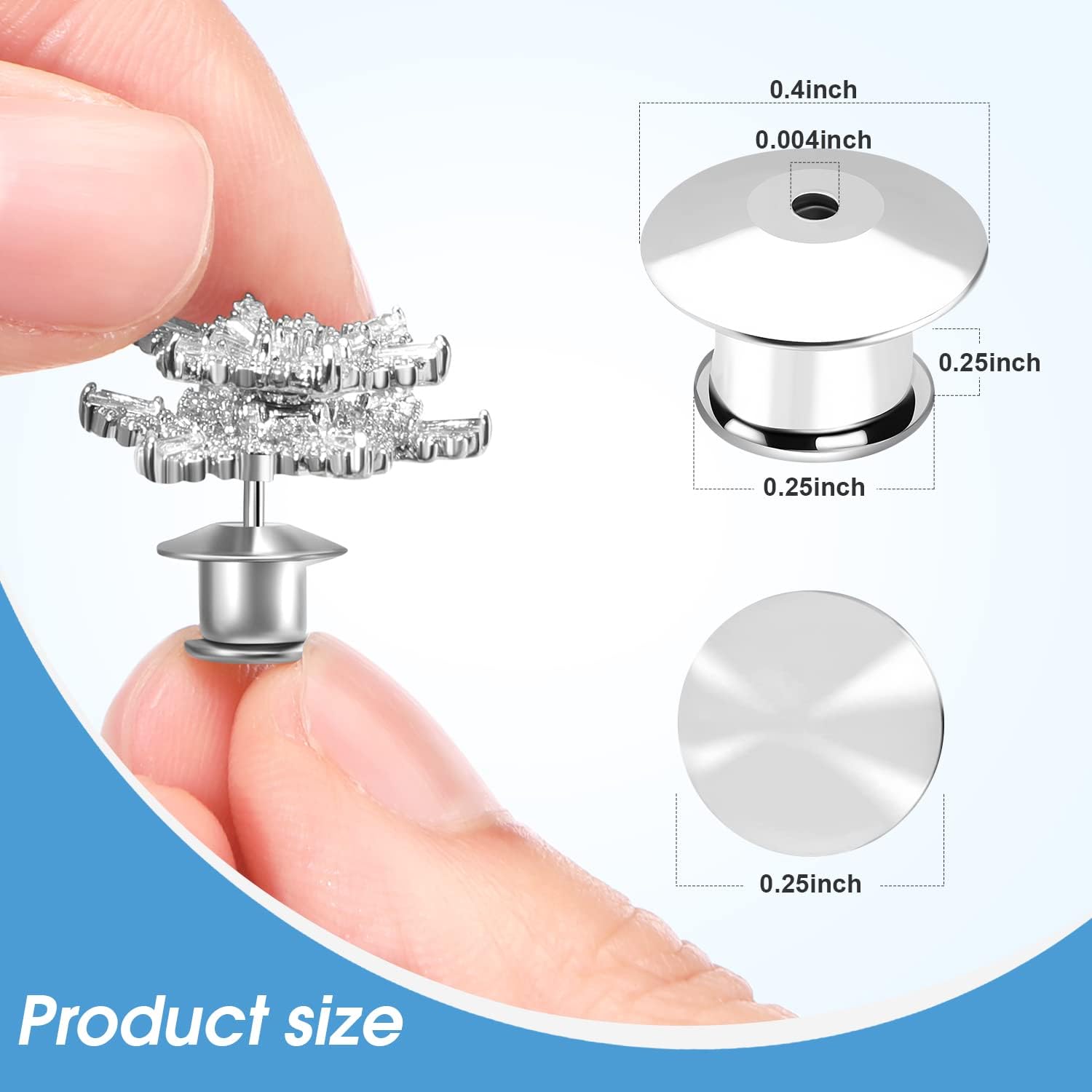 Detalle 2 de NANMOTUE pin backs Locking Pin Backs, 40-Pack Metal Spring-Latch Clasps