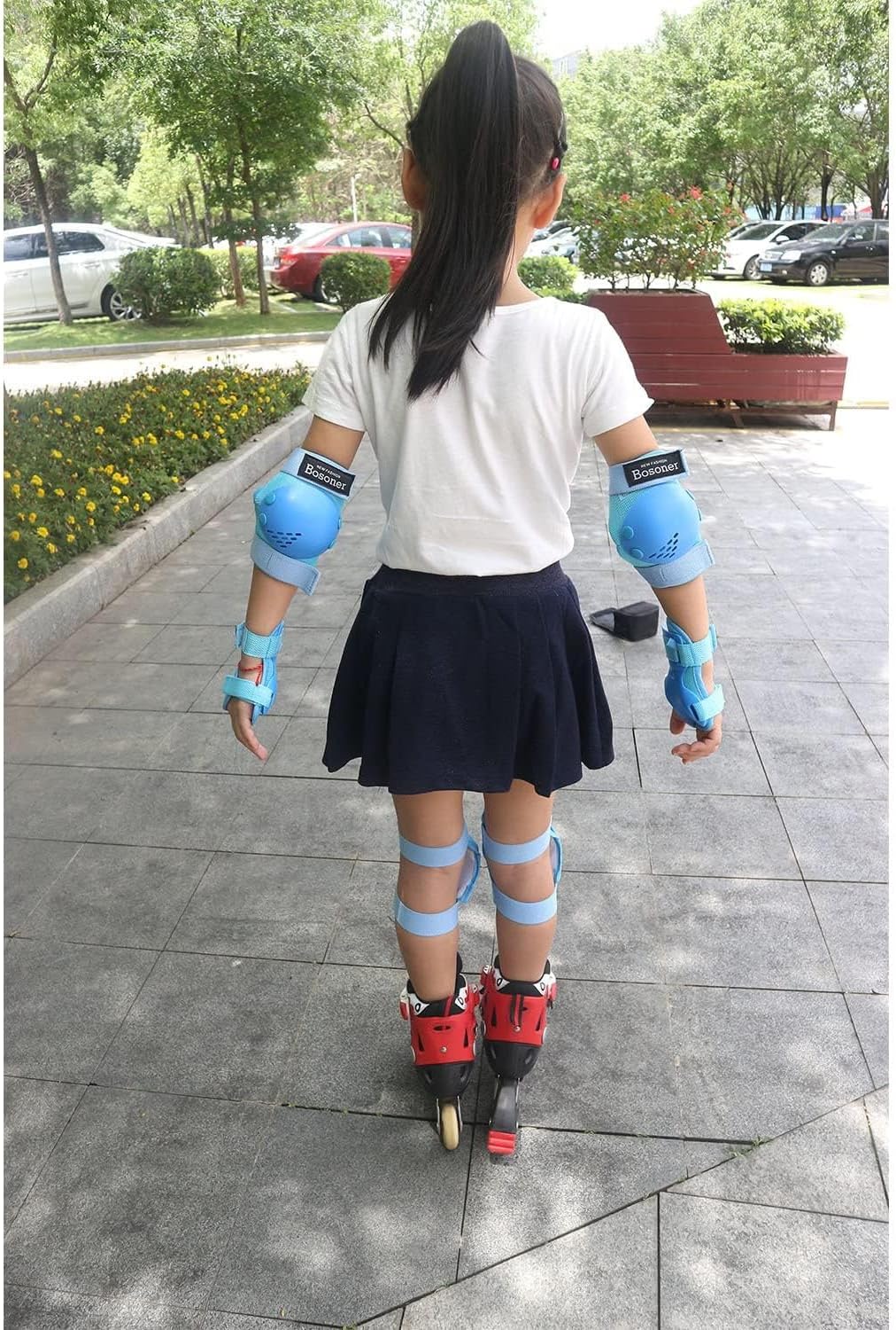 Detalle de BOSONER Kids Protective Gear Set: Knee, Elbow, and Wrist Guards for Ages 3-15