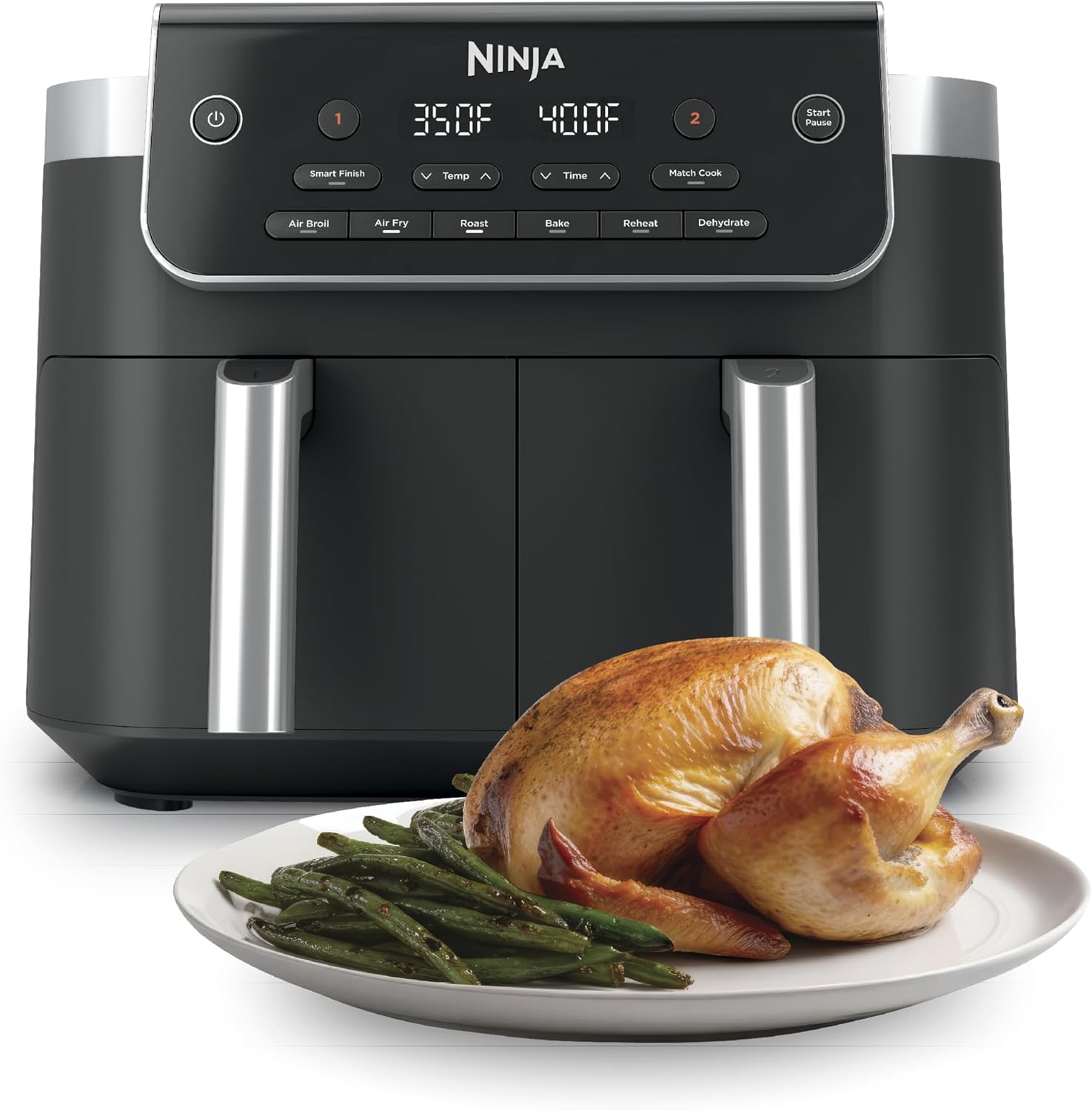 Thumbnail 6 de Ninja DZ401 Foodi 10 Quart DualZone XL 6-in-1 2-Basket Air Fryer (Grey)