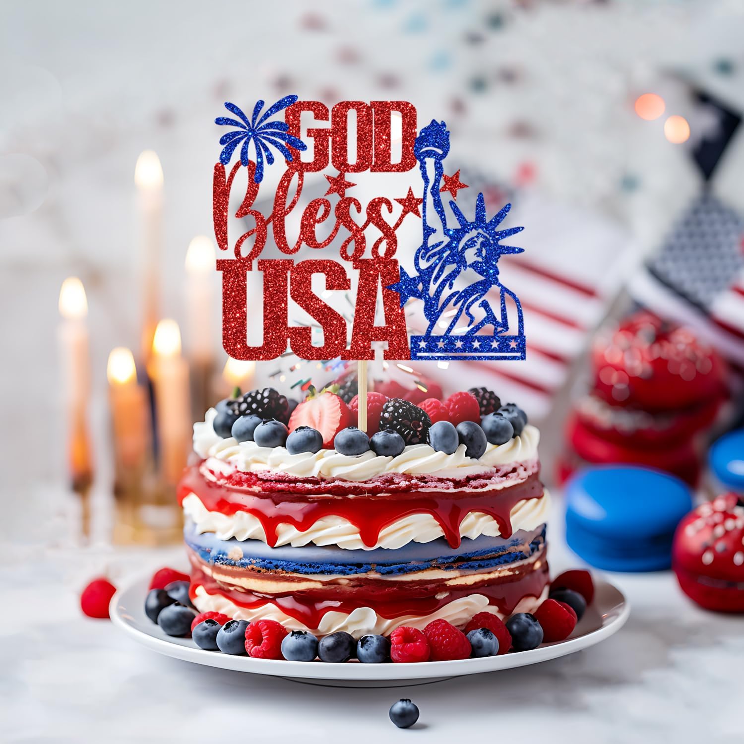 Thumbnail 2 de God Bless USA Cake Topper, 5.9-Inch