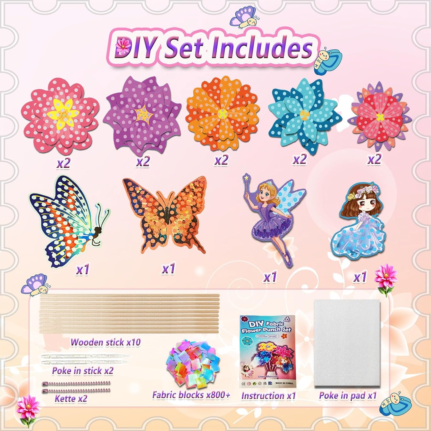 Thumbnail 6 de JRD&BS WINL DIY Prinzessin Stoffkunst-Set „Flower“ – Poke-in Art ohne Kleber (für Kinder ab 3)