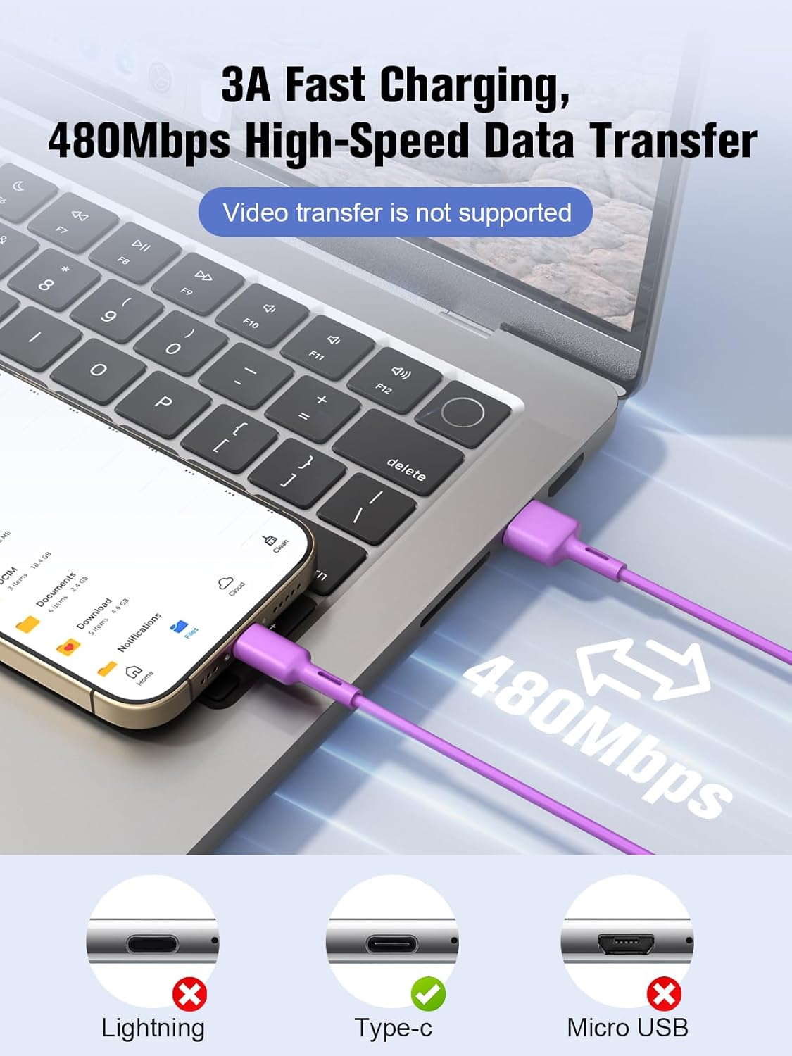 Thumbnail 2 de Bestwist USB to USB C Cable 0.95M (4 Pack): Reliable USB-A to USB-C Charging & Data