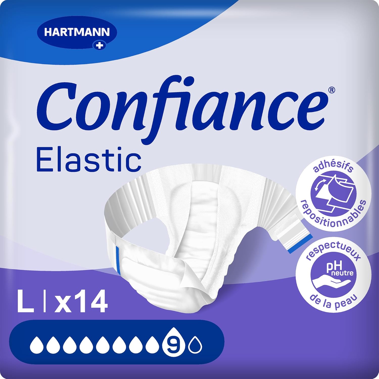 Thumbnail 6 de Confiance Elastic Changes Complets XL (14 unités) – niveau d’absorption 9 gouttes pour fuites urinaires importantes