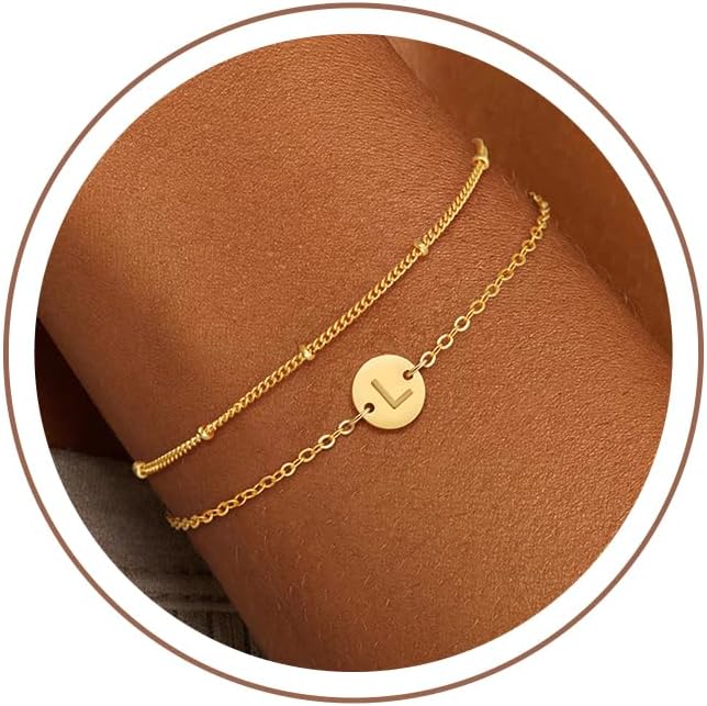 Detalle de SLOONG Buchstaben-Armband Damen „Gold & Silber“, 18K vergoldet (verstellbar)