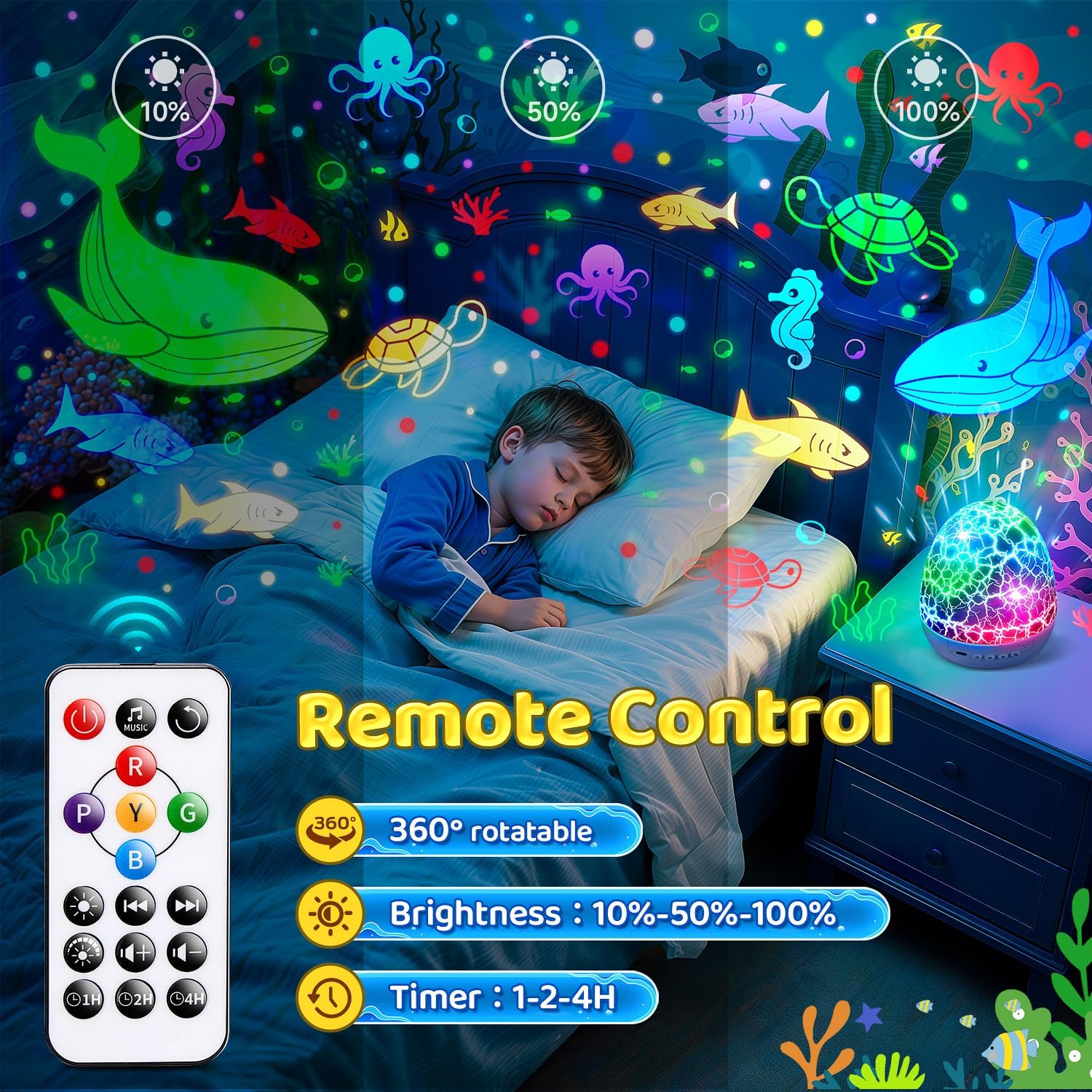 Detalle de Sensory Light Projector: 15 White Noise Sounds, 6 Films and Dinosaur Egg Night Light